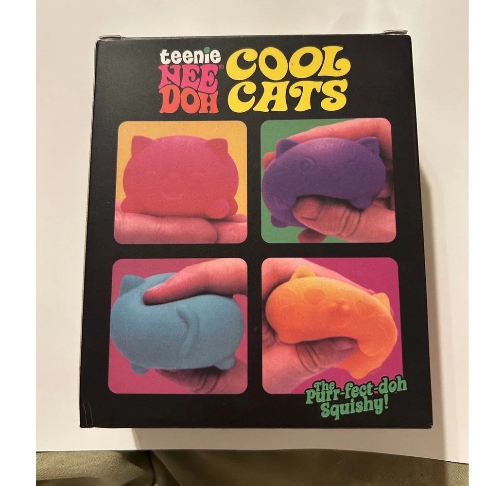 Schylling Teenie NeeDoh Cool Cats 4 Pack Squishy Fidget Toy Set 25274NAB New